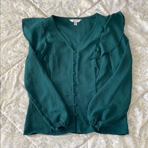 Teal Ruffle Sleeve Blouse
Nine West 
Size M
